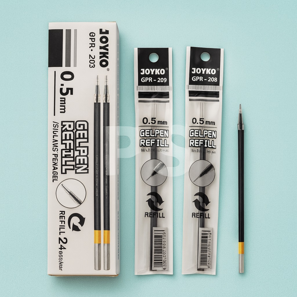 Refill Pulpen Gel JOYKO GPR-203 0.5 mm – Isi Ulang Gel Pen Hitam / Biru (Universal Banyak Tipe)