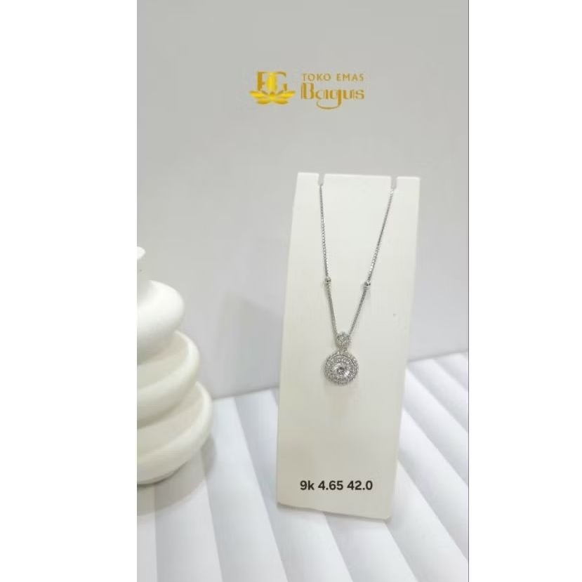 Kalung Emas Putih Variasi Permata K420/9k
