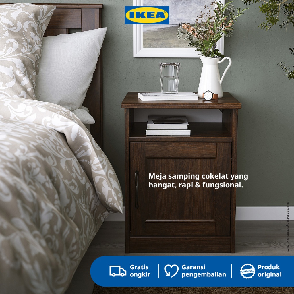 IKEA SONGESAND Meja Nakas Samping Tidur Cokelat 42x40 cm