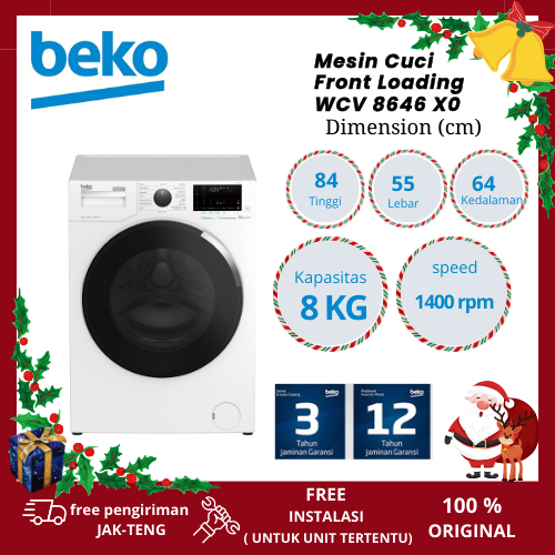 khusus luar kota -Mesin Cuci Beko Front Loading 8 Kg WCV8646X0 WCV 8646 X0