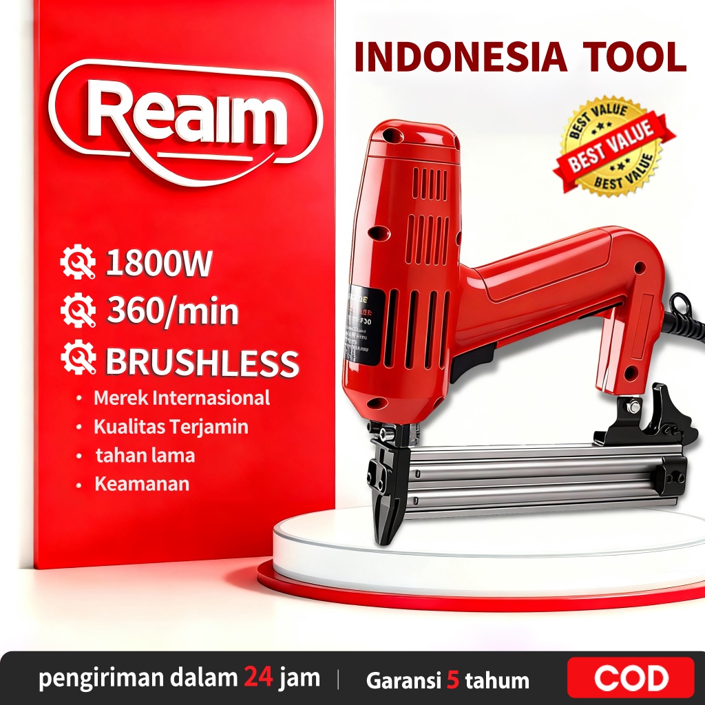 Reaim Mesin Paku Tembak F30 Pistol Paku Brushless/Pistol Pengencang Nail Gun Cordless Nailer Mesin P