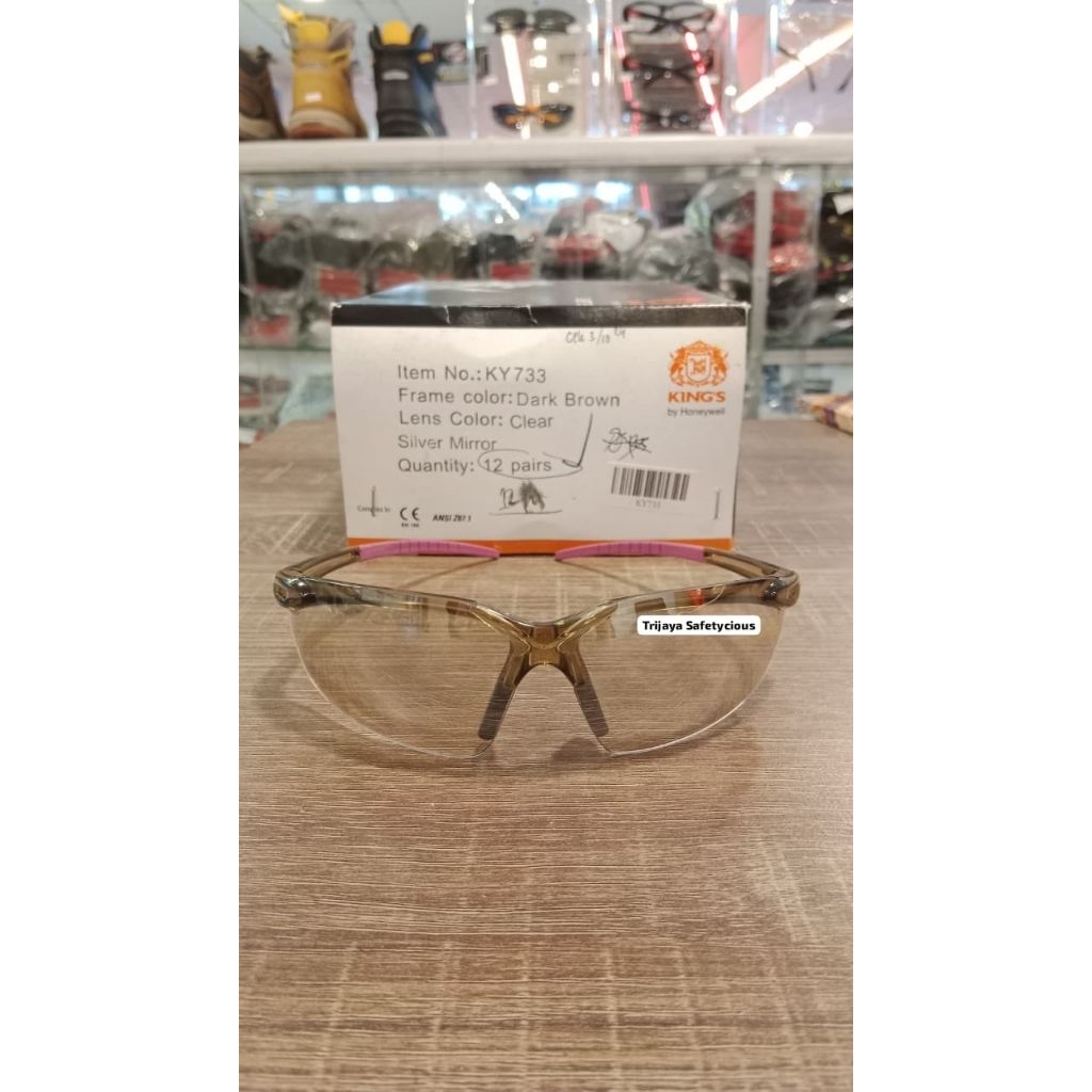 KING'S KY733 CLEAR SILVER MIRROR LENS SAFETY GLASSES