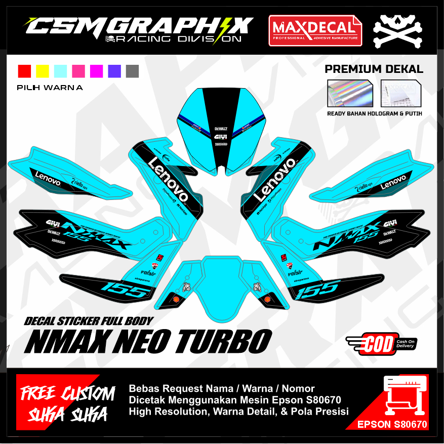 PREMIUM CUSTOM DECAL / DEKAL STIKER MOTOR NMAX NEW TURBO / DEKAL STICKER BODY MOTOR NMAX NEW TURBO F