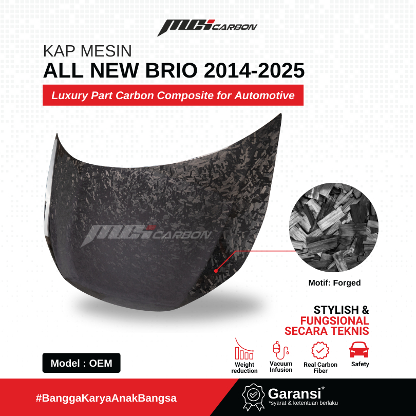 Kap Mesin All New Brio custom style | MCI CARBON