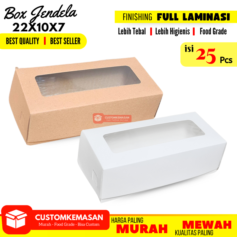 Diskon DUS 22X10X7 JENDELA ISI 25/ DUS BOLU GULUNG 22X10X7 / DUS BROWNIES BOX 22X10 / BOX BROWNIES J