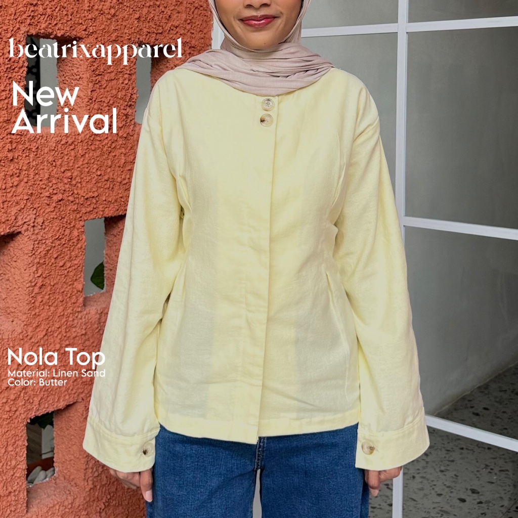 Beatrix apparel Nola Top - Kemeja Linen Wanita - Kemeja Linen Fitted - Linen Top - Fitted Shirt - Fi