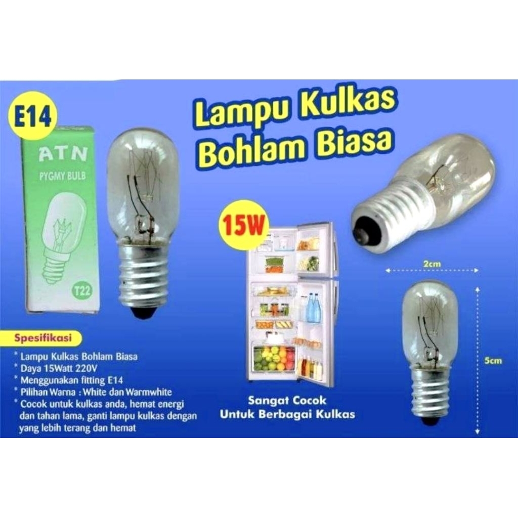 LAMPU KULKAS | LAMPU SHOWCASE | LAMPU FREZEER | LAMPU KULKAS UKURAN E14  | LAMP SHOWCASE KULKAS