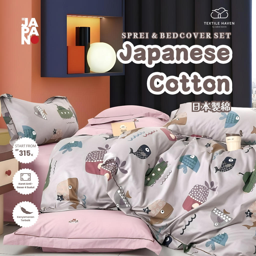 Sprei dan BedCover Set Katun Jepang Import Motif Anak | Sprei Premium Japanese Cotton Motif Anak
