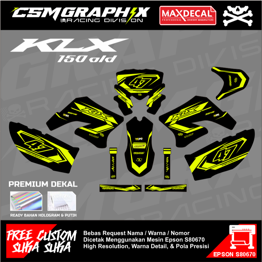 PREMIUM CUSTOM DECAL / DEKAL STIKER MOTOR KLX OLD / DEKAL STICKER BODY MOTOR KLX OLD FULL BODY DESAI