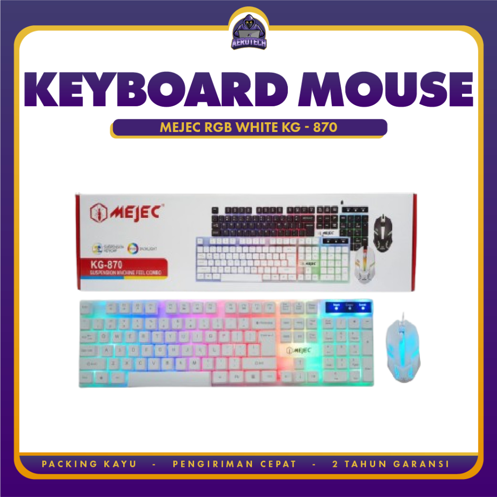 KEYBOARD DAN MOUSE RGB PUTIH MEJEC UNTUK GAMING TERMURAH