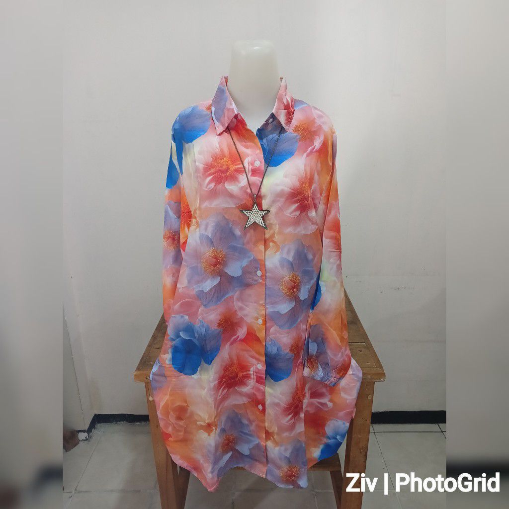 TUNIK WANITA MOTIF BUNGA KATUN RAYON T1627