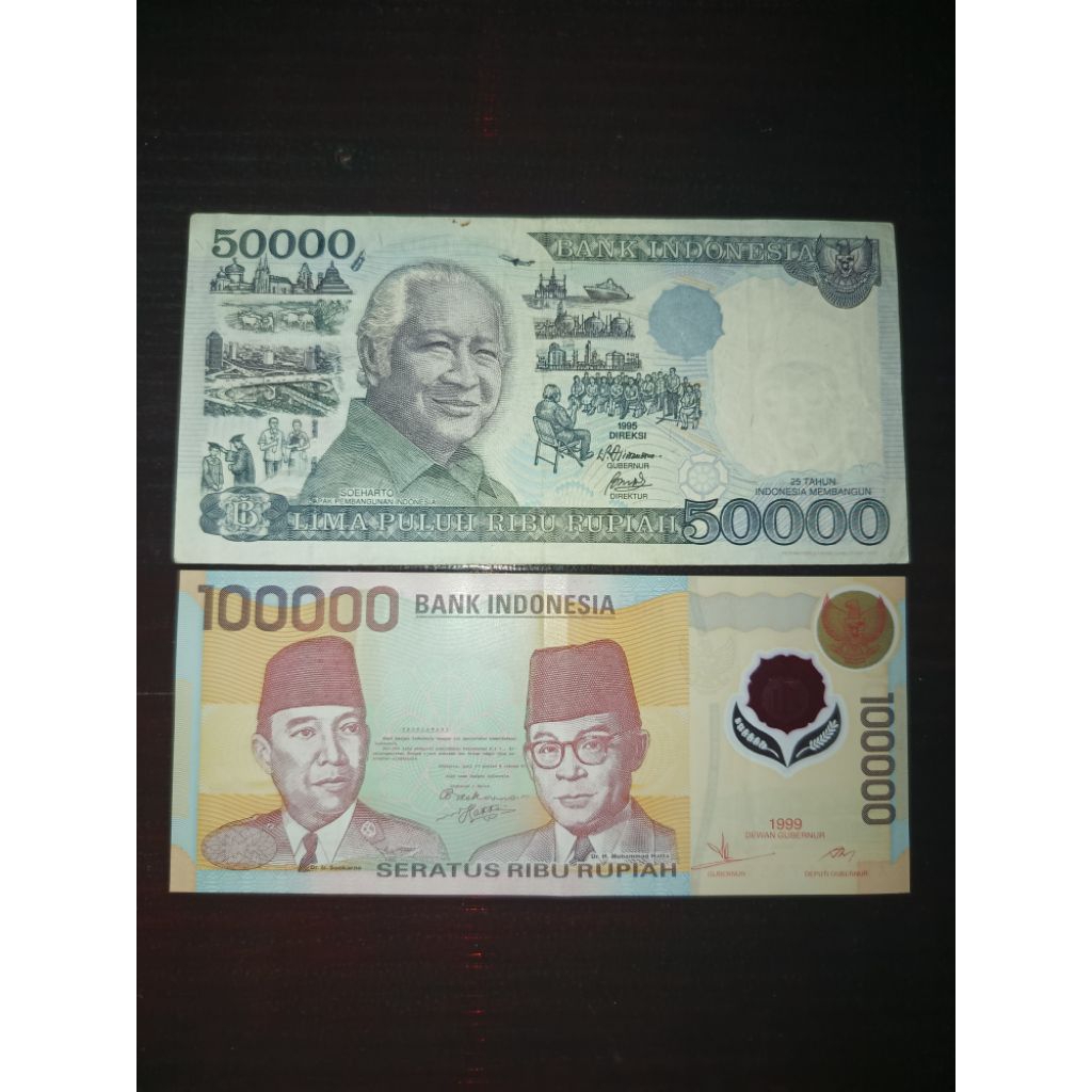 uang kertas kuno paket murah 50 suharto dan 100 polymer