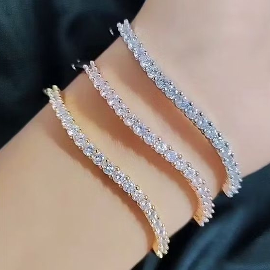 Xuping88 Gelang Keroncong Motif gelombang mata Titanium Bronze Cantik