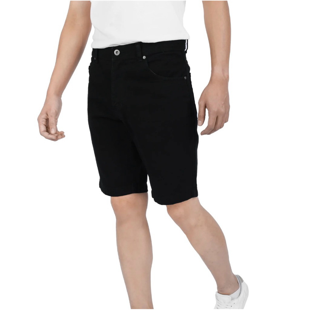 Celana jeans pendek pria full hitam celana pendek pria hitam polos