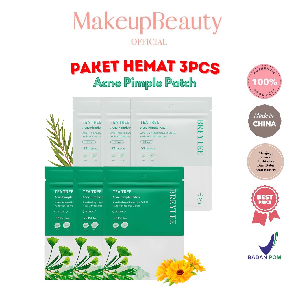 [PAKET 3PCS] BREYLEE Acne Pimple Patch Day 0,1mm / Night 0,3mm (22ea)