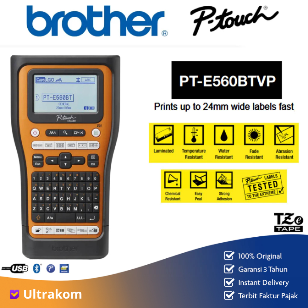 BROTHER Printer PT E560 BTVP E560 Label Wireless Handheld Up to 24mm Brother Label PTouch E560 BT Se