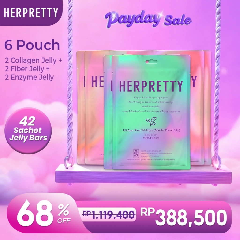 6 Pouch HerPretty Bundle - 2 Pouch Collagen Pink White Jelly Mixberry + 2 Pouch Enzyme Detox Purify 