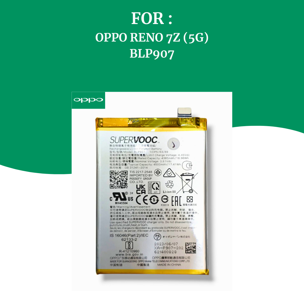 BATTERY OPPO RENO 7Z (5G) SUPERVOOC / BATRE HP OPPO ORIGINAL BLP907