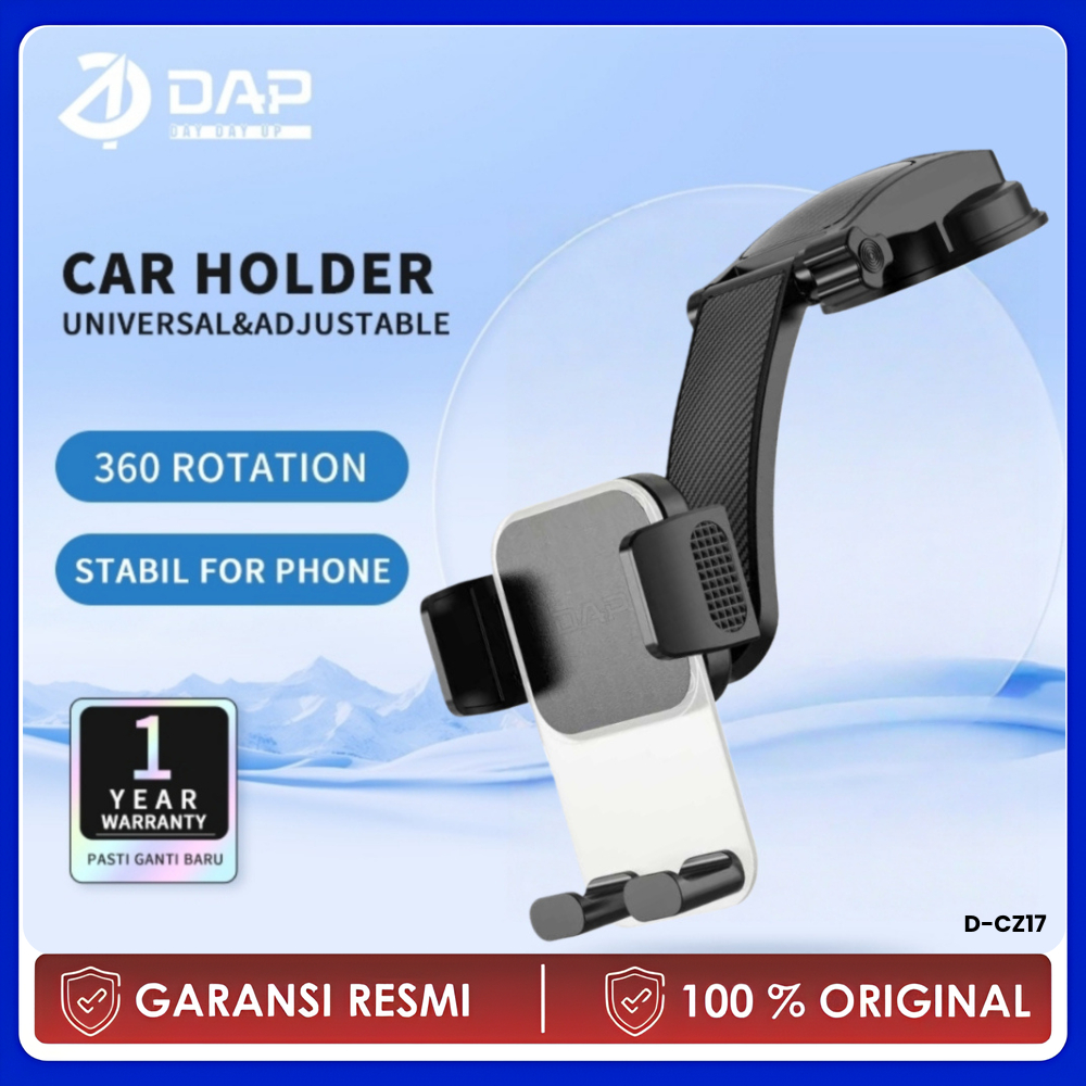 DAP D-CZ17 Car Holder HP Mobil Dashboard Fleksibel 360° Vacuum Suction One-Touch Original - Garansi 