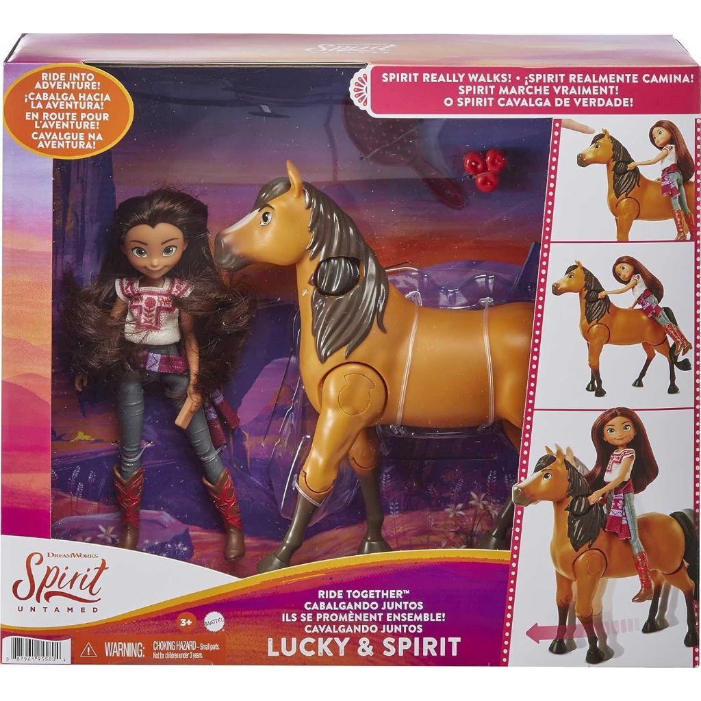 Mattel Spirit Untamed Lucky Doll & Spirit Horse Figure, Ride Together Playset