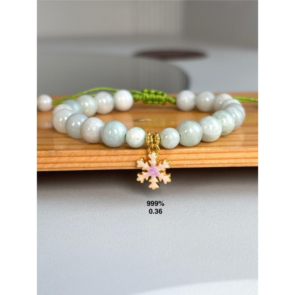 MELDY SHOP ~ GELANG GIOK BURMA variasi charm bunga salju / snow 24k 999 emas hongkong