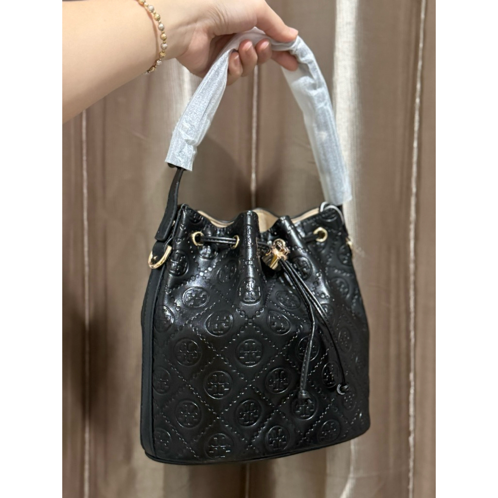 New TB T Monogram Bucket Bag