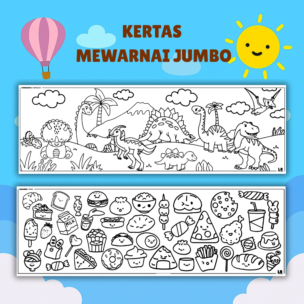 Kertas Gambar Jumbo / Kertas Mewarnai Besar / Giant Coloring Sheet Anak Sketsa Gambar Ukuran Besar 3