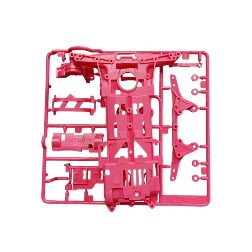 REP TAMIYA CHASSIS SUPER 2 + GEARBOX SET PINK PC+ABS PROJECT D