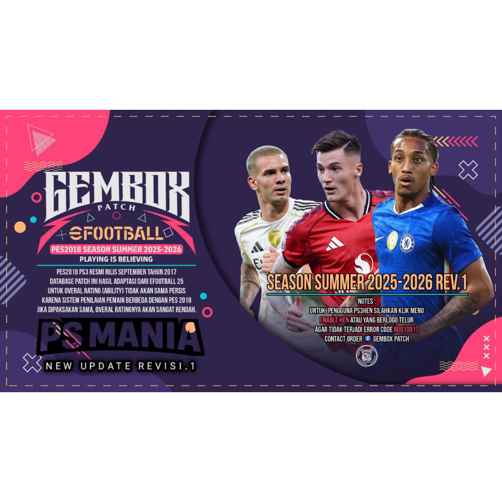 PES 2026 |. GEMBOX PATCH 2026 GAME PS3