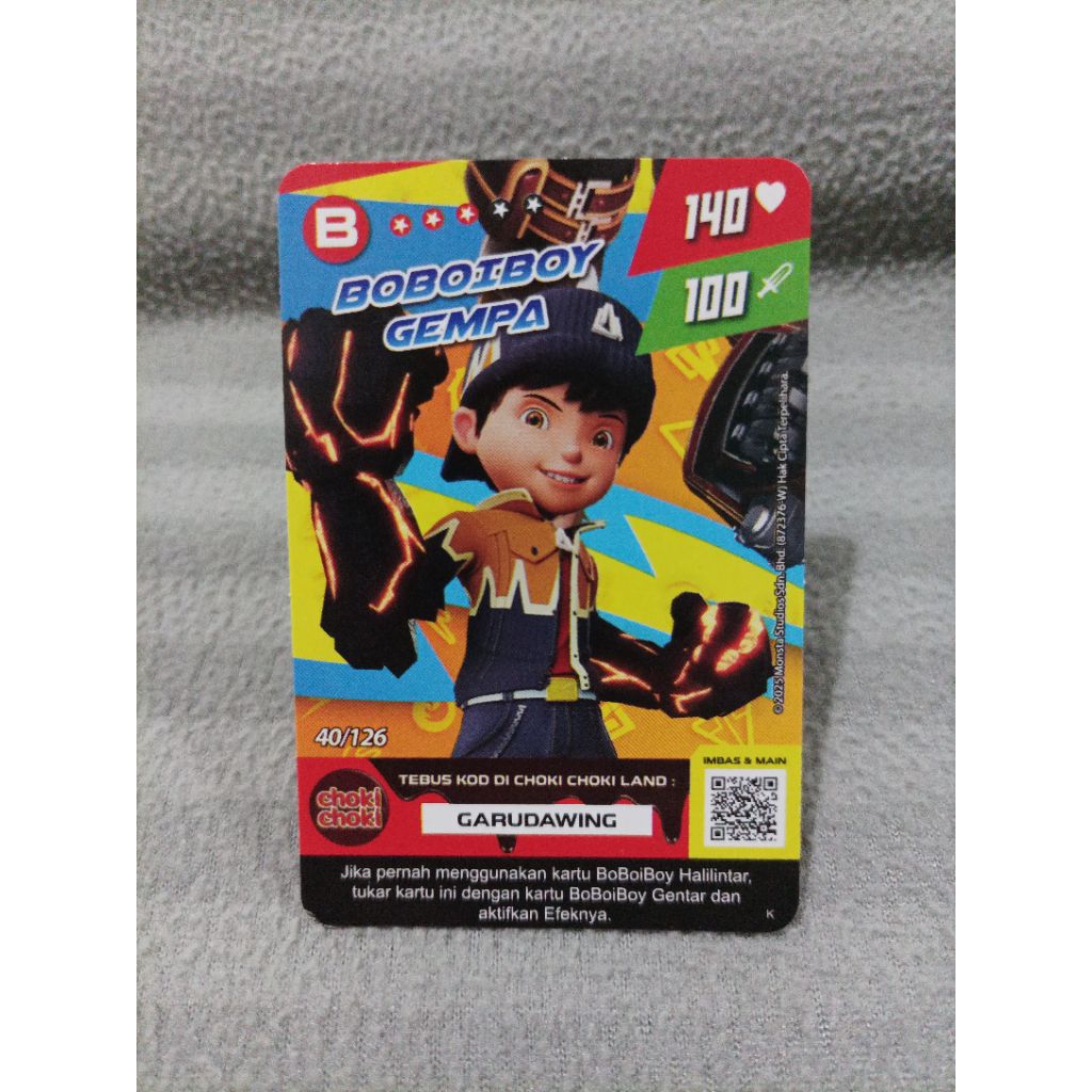 Kartu choki choki boboiboy monsta galaxy boboiboy gempa 40/126