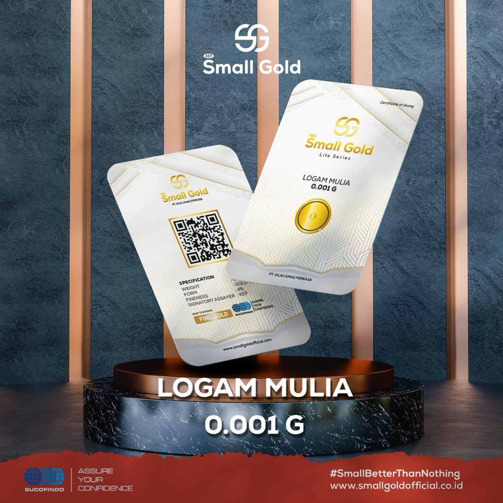 Emas 0.001 SMALL GOLD Logam Mulia Asli Emas Murni Minigold Mini Gold Suvenir emas custom Baby Gold B