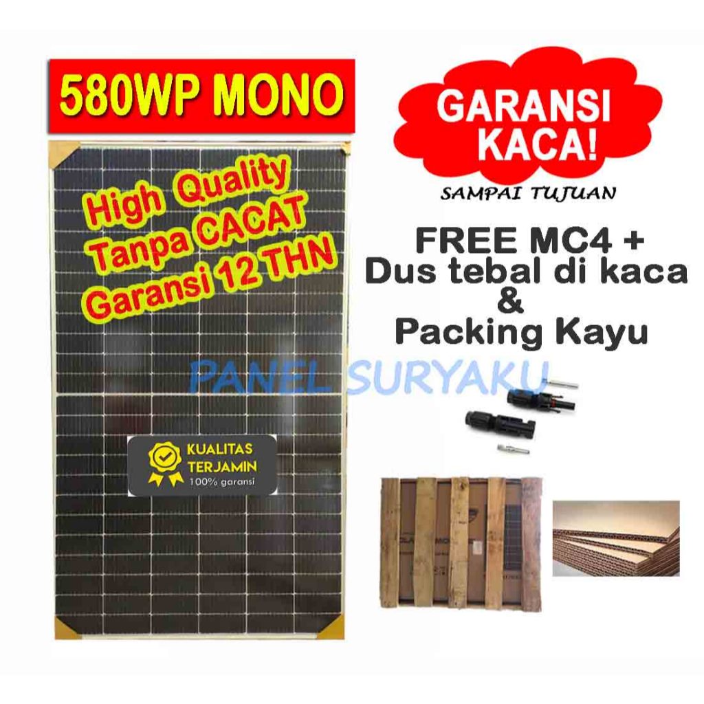 Solar Panel Surya 590wp Mono Solar Cell 590wp Mono ORIGINAL FREE MC4