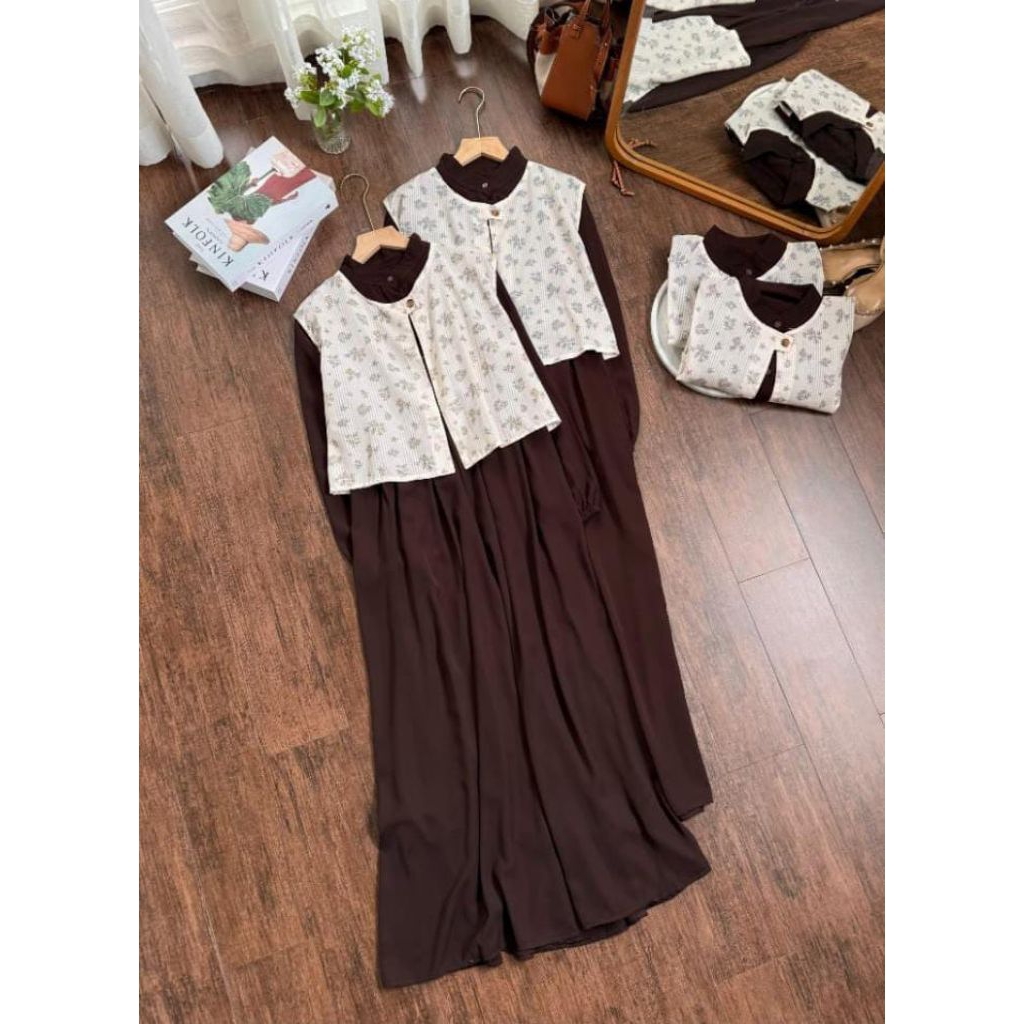 DRESS HIJAB SET VEST GAMIS WANITA REMAJA KEKINIAN KOREAN STYLE