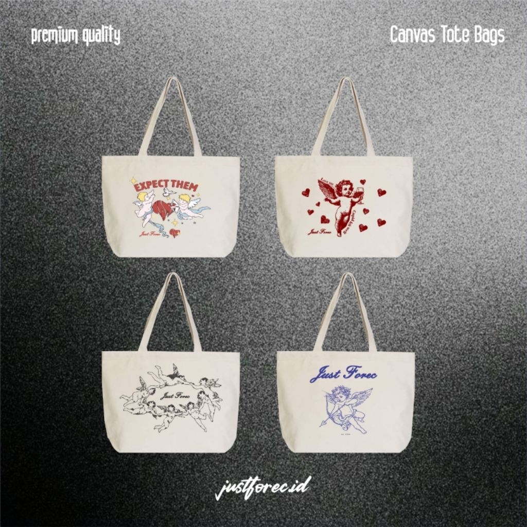 [JUSTFOREC.ID]Totebag Kanvas design angel trendy – Tas Kuliah / Kerja / Belanja / Healing