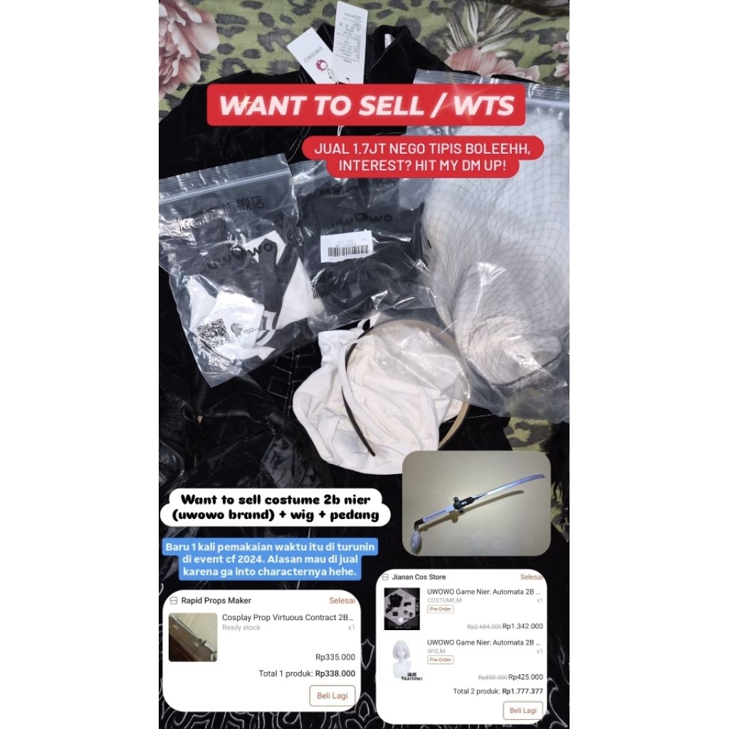 Preloved Costume cosplay 2B Nier