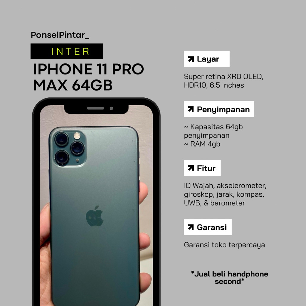 iPhone 11 pro max 64gb midnight green mulus original 100% bergaransi