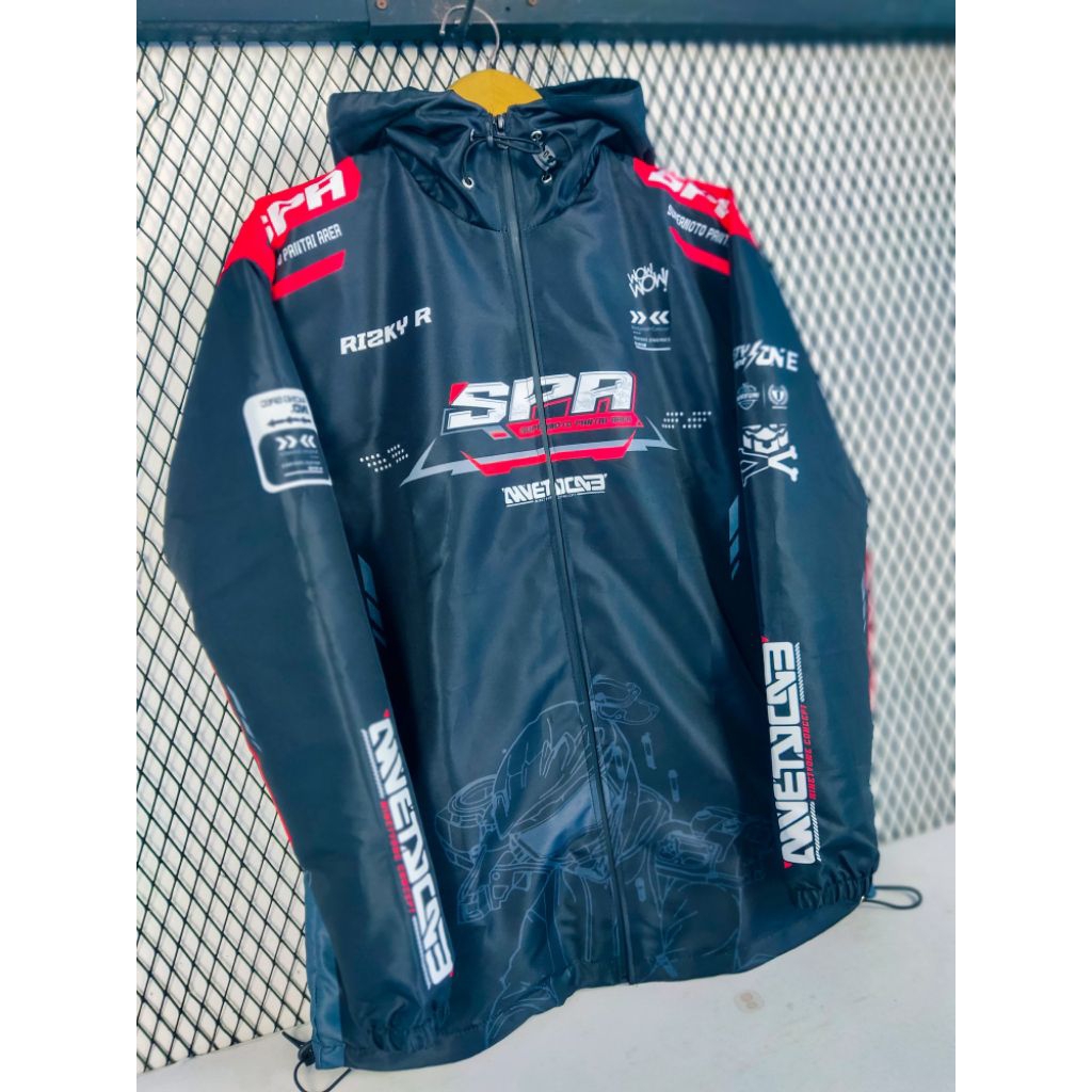 jaket taslan waterproof resing balap supermoto  bebas desain