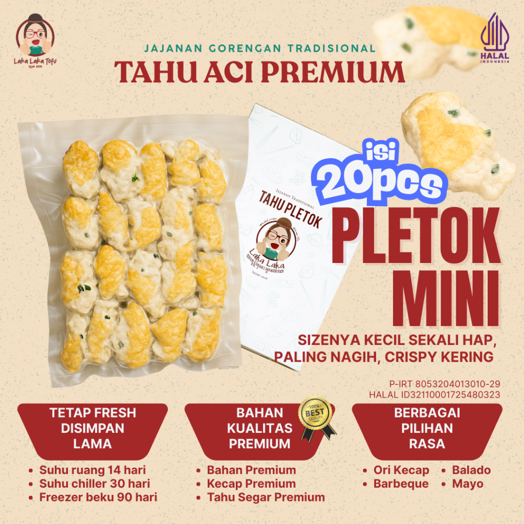 Tahu Aci Pletok MINI Laka-Laka Tofu Cemilan Gorengan Vacuum Khas Tegal Asli Frozen