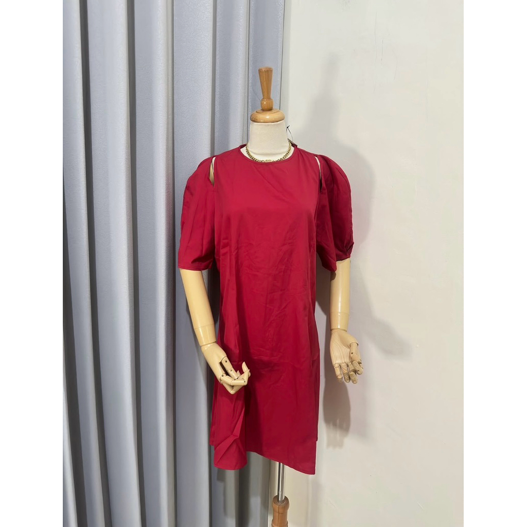 SH67 NEW TAG VONDA RED BASIC DRESS