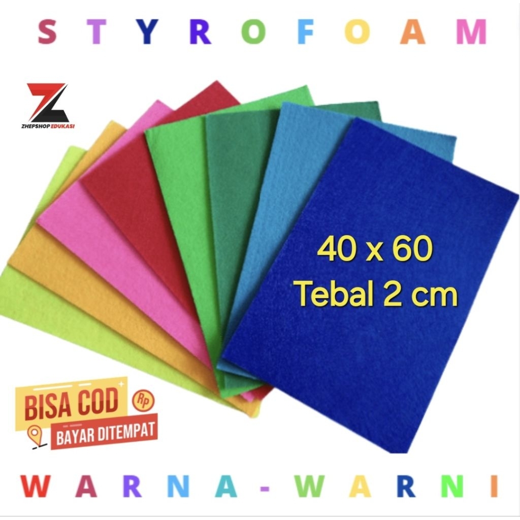 Styrofoam warna / Gabus mading 40 x 60 cm tebal 2 cm