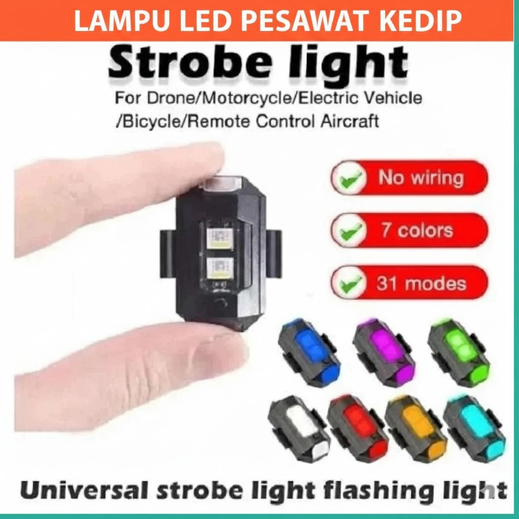 Lampu LED Kedip Pesawat RGB LED Aircraft Plane 7 Warna Lampu Layang Layang Lampu Sepeda