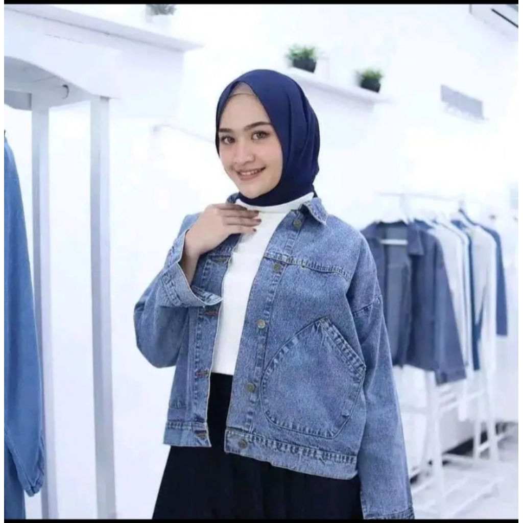 Jaket Jeans Wanita Kekinian,jaket jeans LD 120-jaket jeans Reza Oversize terbaru 2025