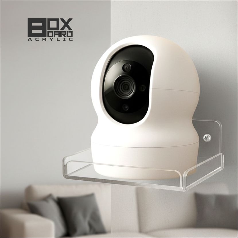 Rak Holder CCTV Tempel Dinding | Dudukan Bracket Router Wifi | Tempat Speaker Akrilik Transparan / R