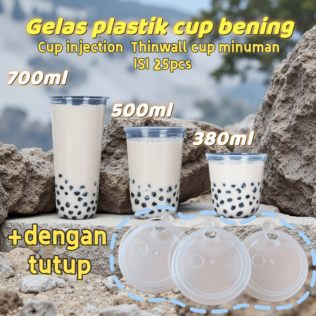 Gelas plastik cup bening Cup injection Gelas plastik kecil Thinwall cup minuman ISi 25pcs