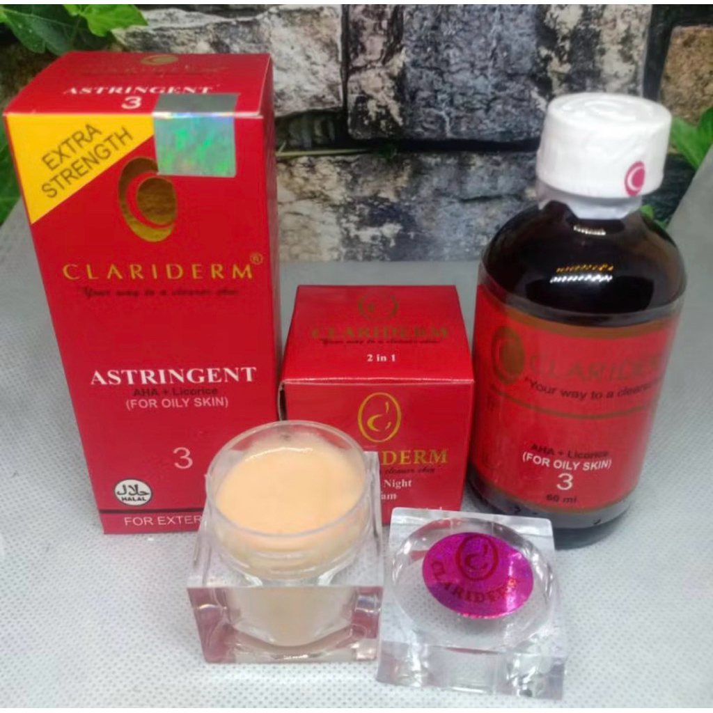 paket cream clariderm super + toner clariderm 2in1