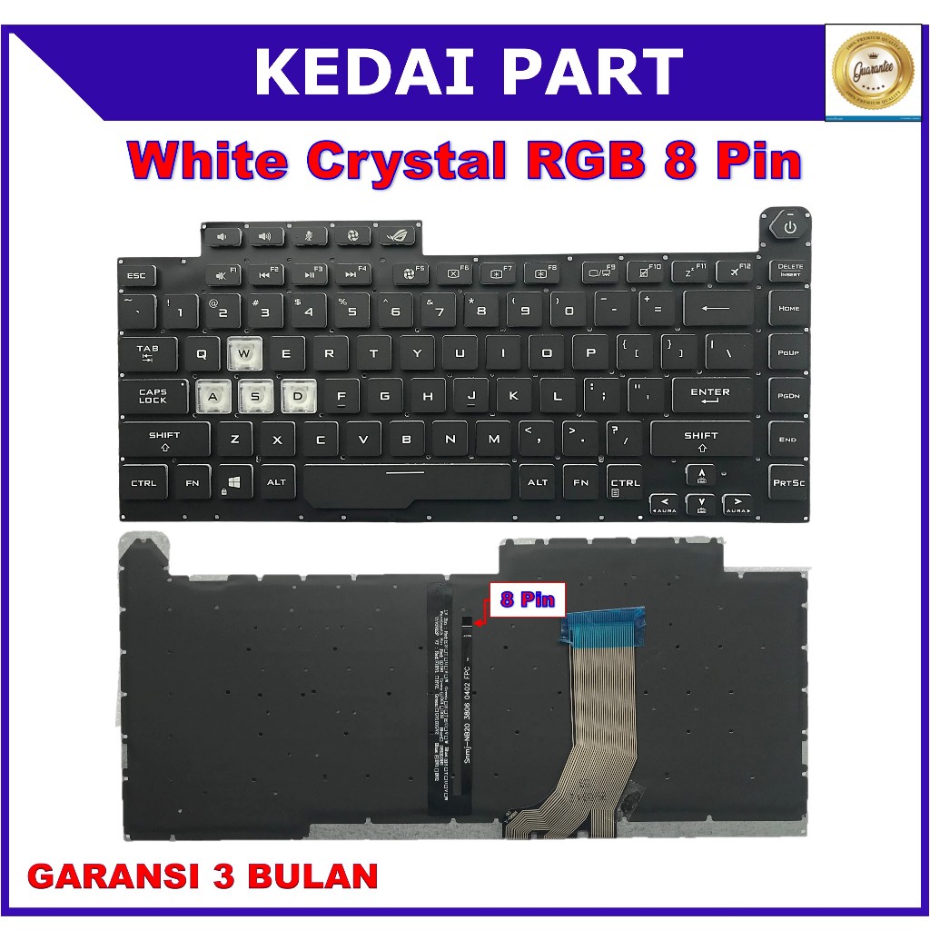 Keyboard Asus ROG Strix Scar III G531 G531G G531GV G531GD Backlight 8 Pin