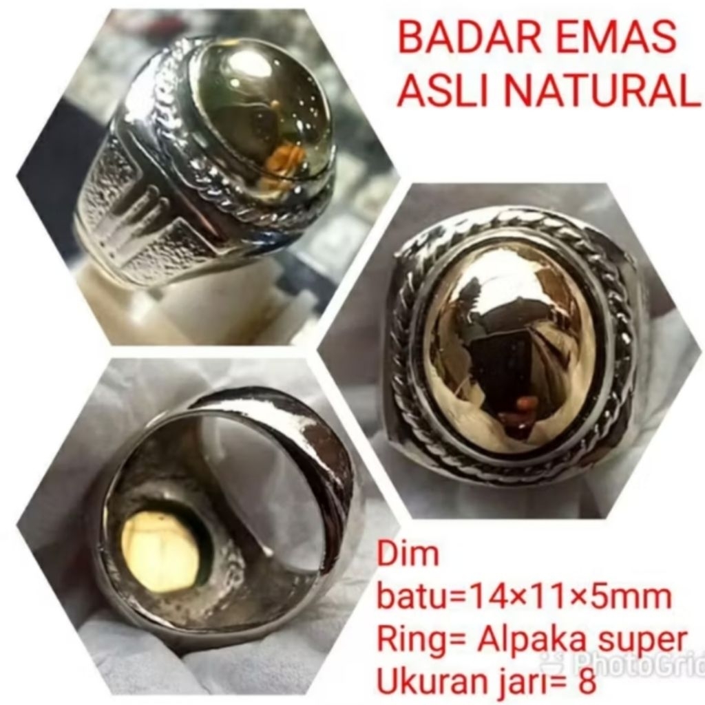 Cincin Batu Badar Emas Nempel Magnet Natural 100%