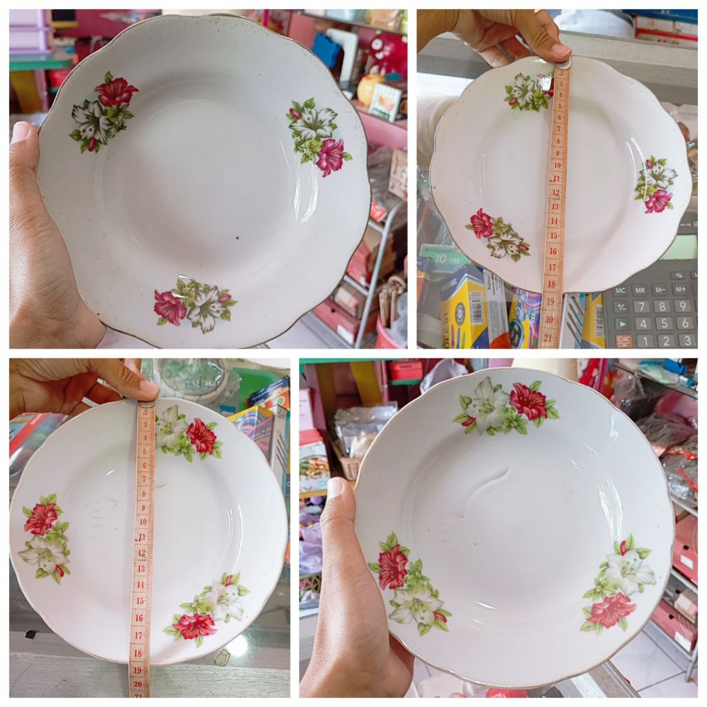 Piring Jadul Bunga Kangkung D18cm 2Pcs