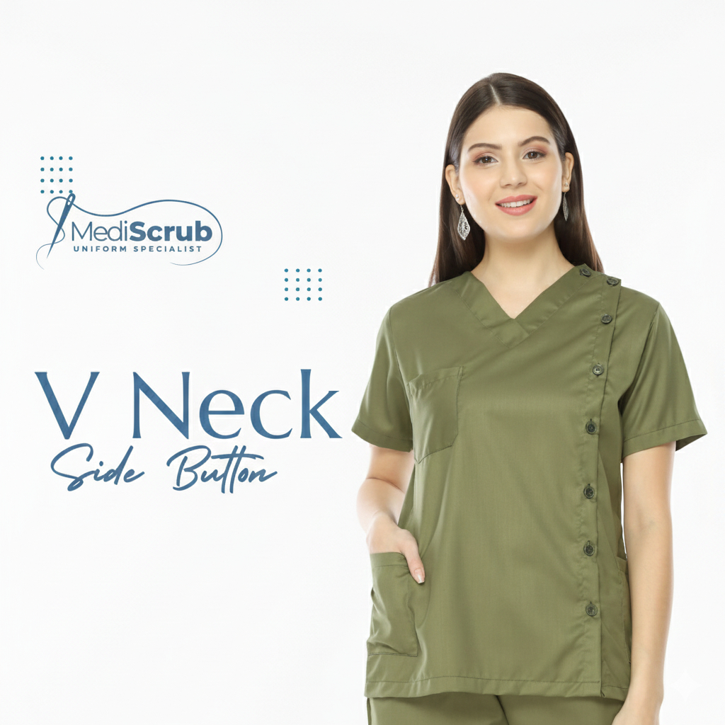 MEDISCRUB -Baju Jaga V Neck Korea Dokter Perawat Seragam Rumah Sakit