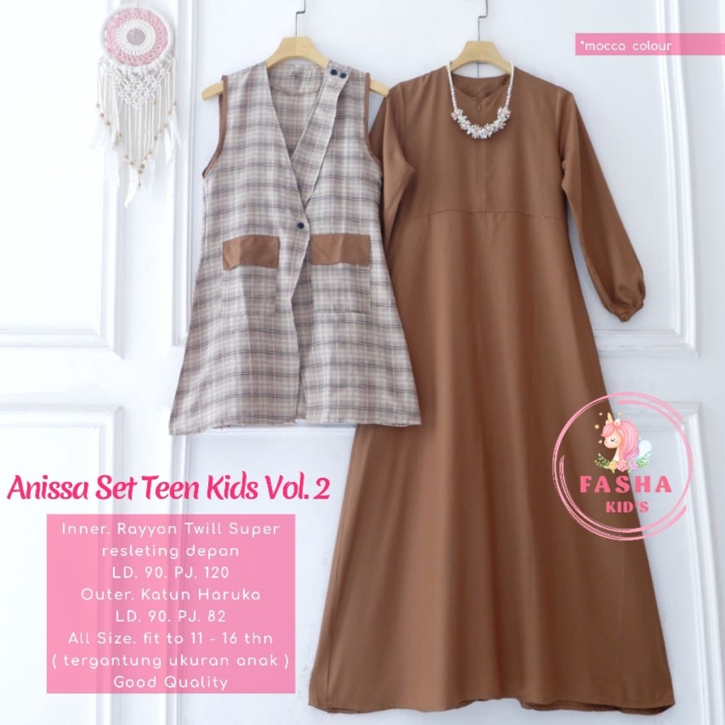 Anissa set teen #2 kids setelan dres anak remaja perempuan inner rayon twill super outer katun haruk